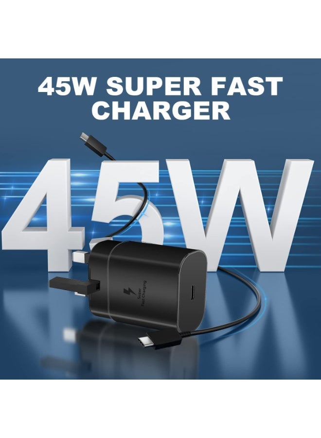 45W Samsung Super Fast Charger for Samsung Galaxy S26 Ultra/S25/S25+/S25 Ultra/S24/S24 Ultra/S23/S23 Ultra/S22/S21/S20/A57/A56/A55/A54/A53/A17/A16/A15/A14/A27/A26/A25/A24/A07/A06/A05/A37/A36/A35/A34/M57/M56/M55/M37/M36/M35, USB C Super Fast Charger with 1M USB Type C Charging Cable - Image 4